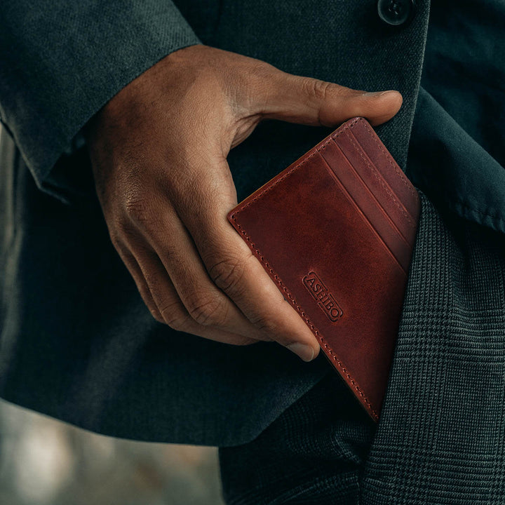 Handcrafted Card Holder Brown