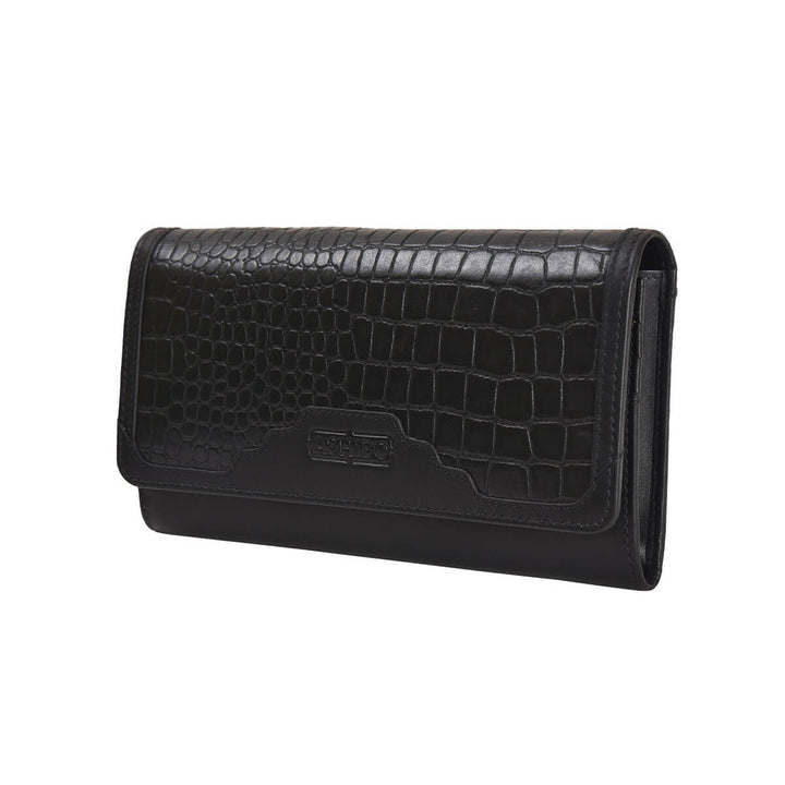 Croco Clutch Wallet Black