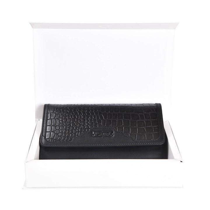 Croco Clutch Wallet Black