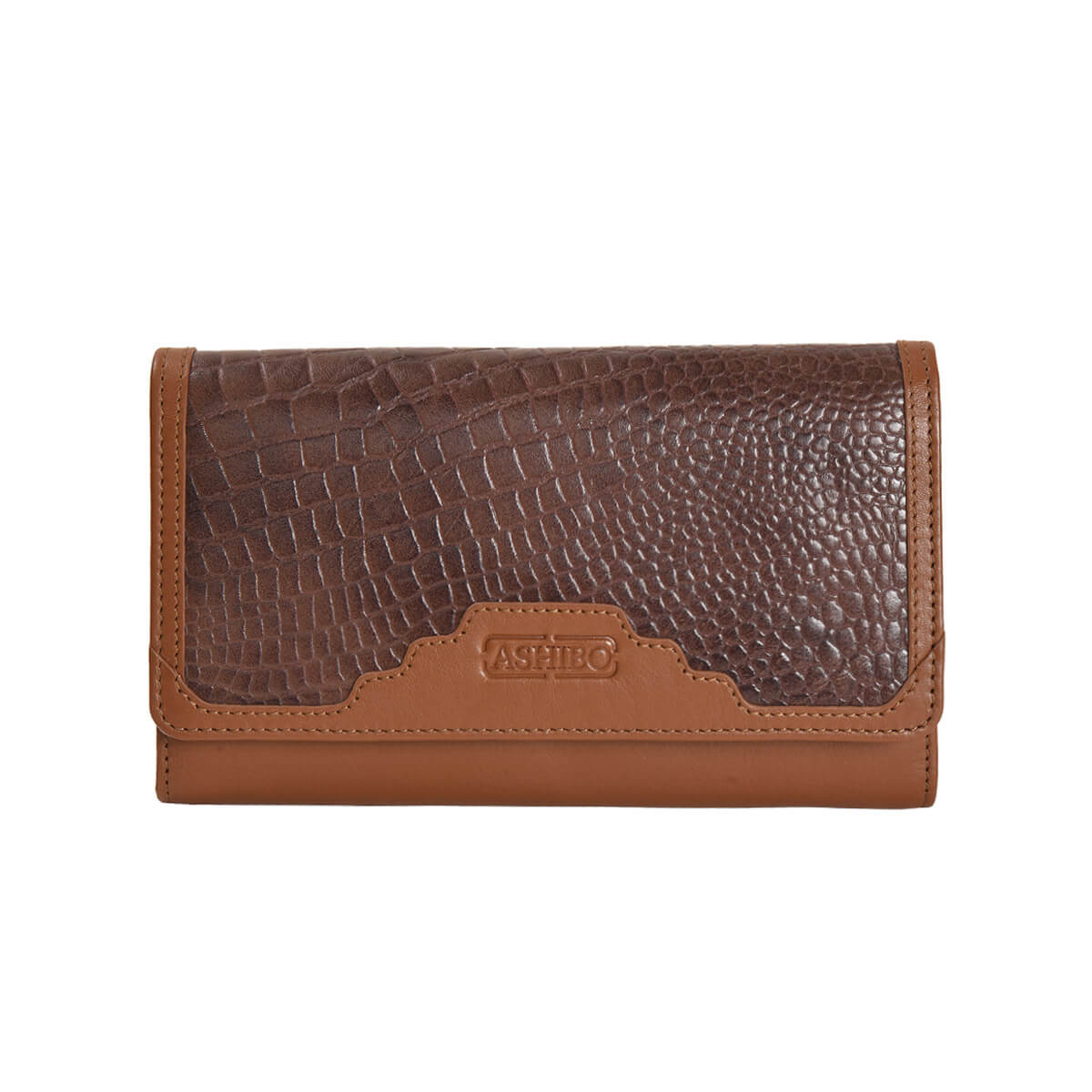 Croco Clutch Wallet Brown