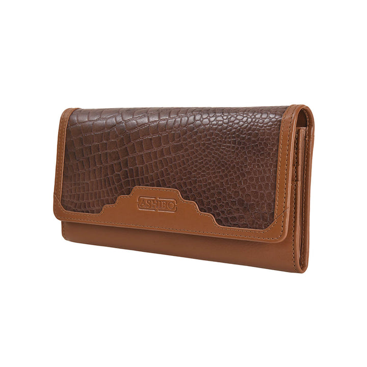 Croco Clutch Wallet Brown