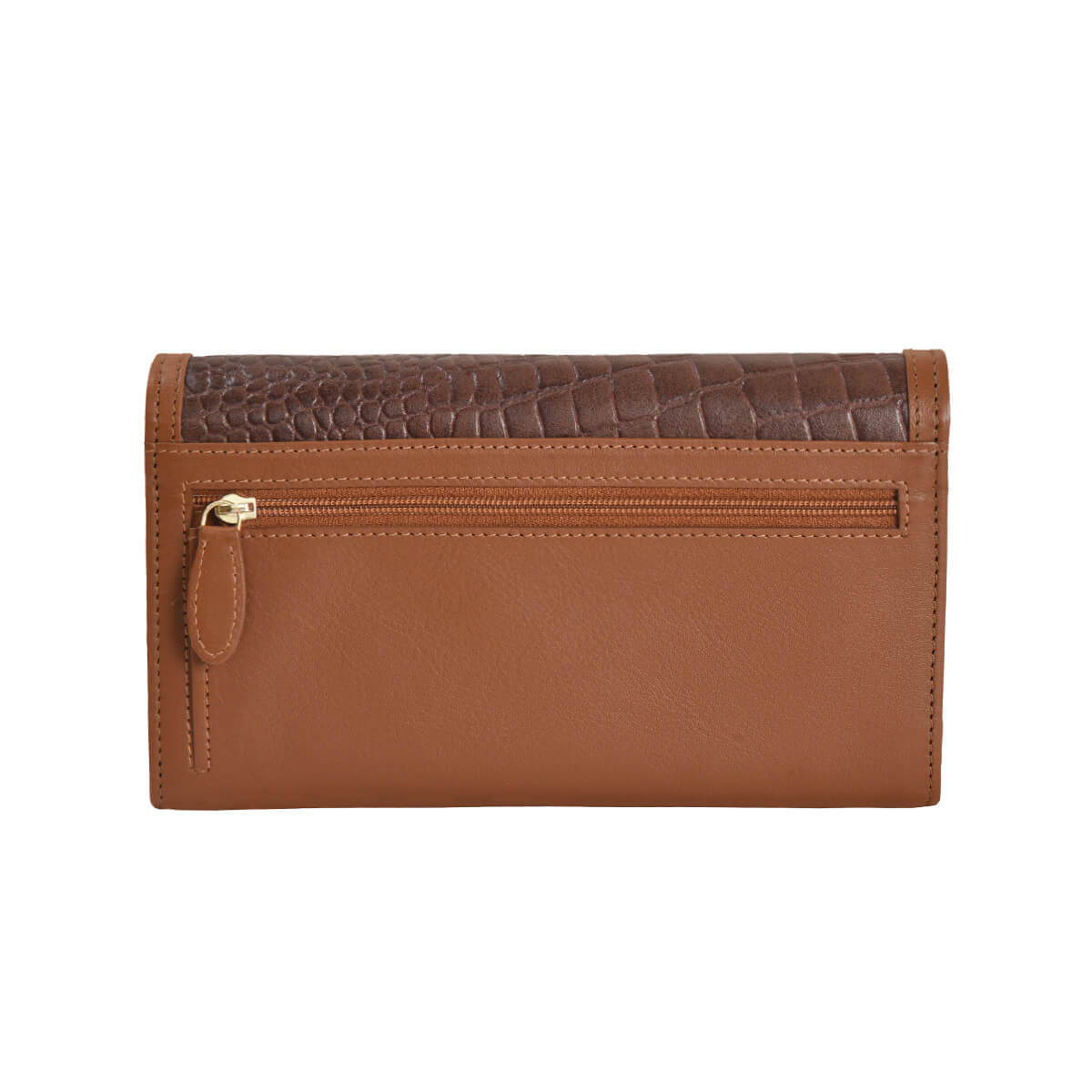 Croco Clutch Wallet Brown