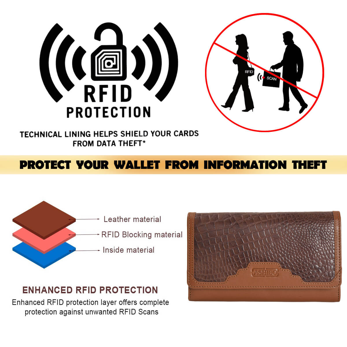 Croco Clutch Wallet Brown