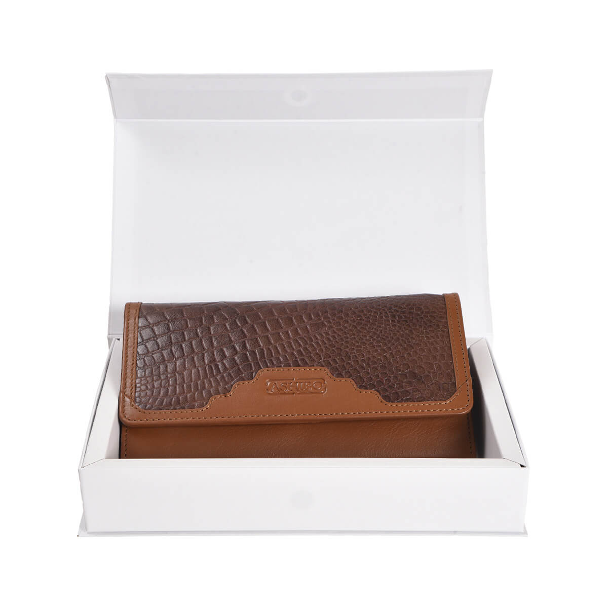 Croco Clutch Wallet Brown