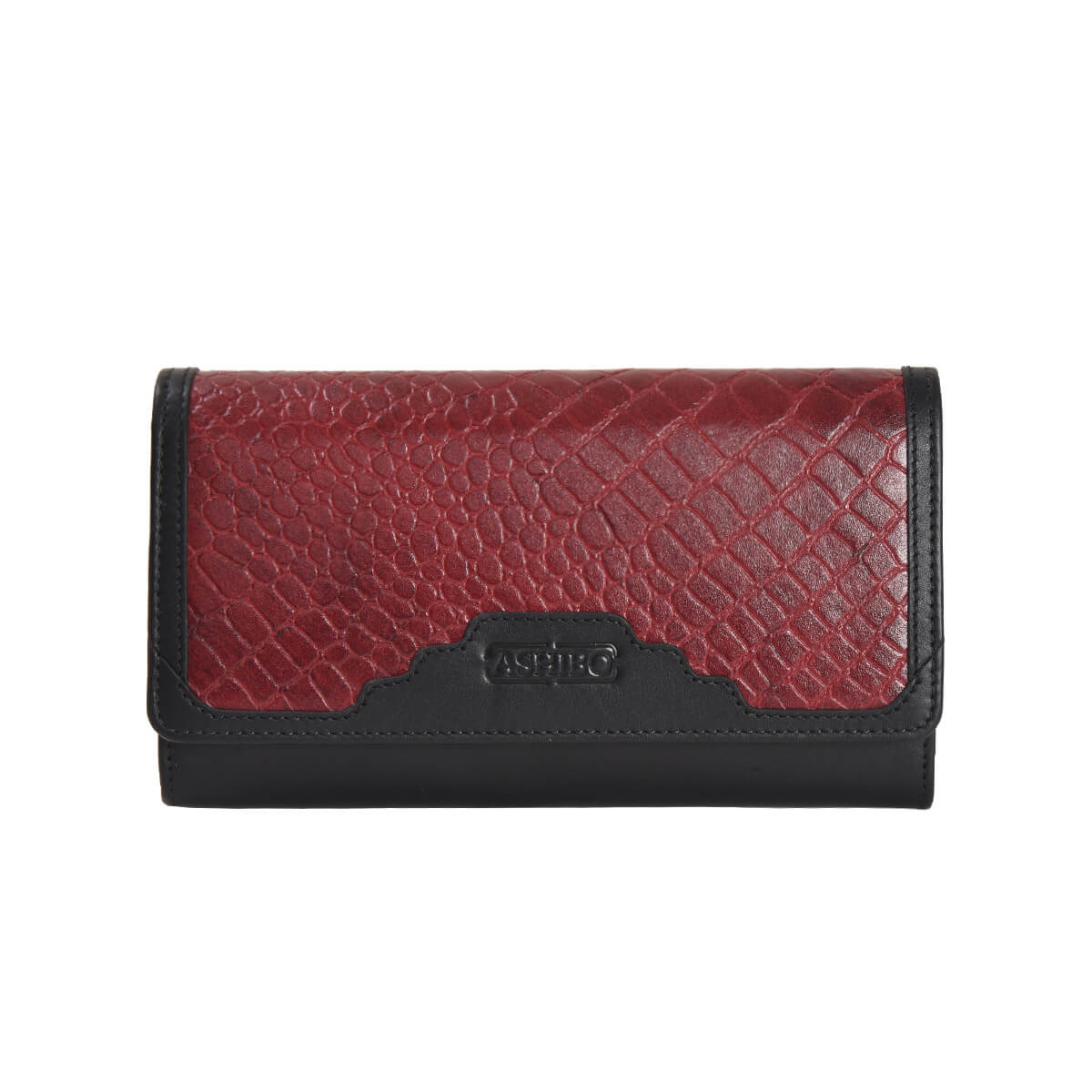 Croco Clutch Wallet Burgundy