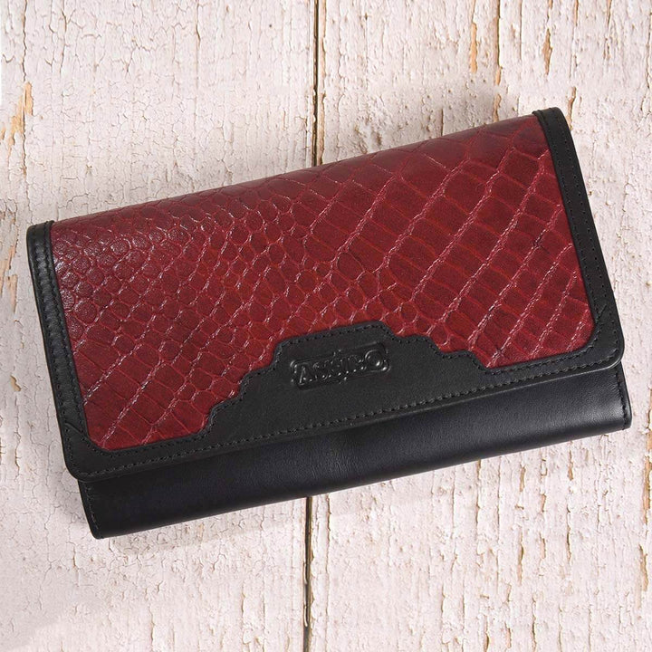 Croco Clutch Wallet Burgundy