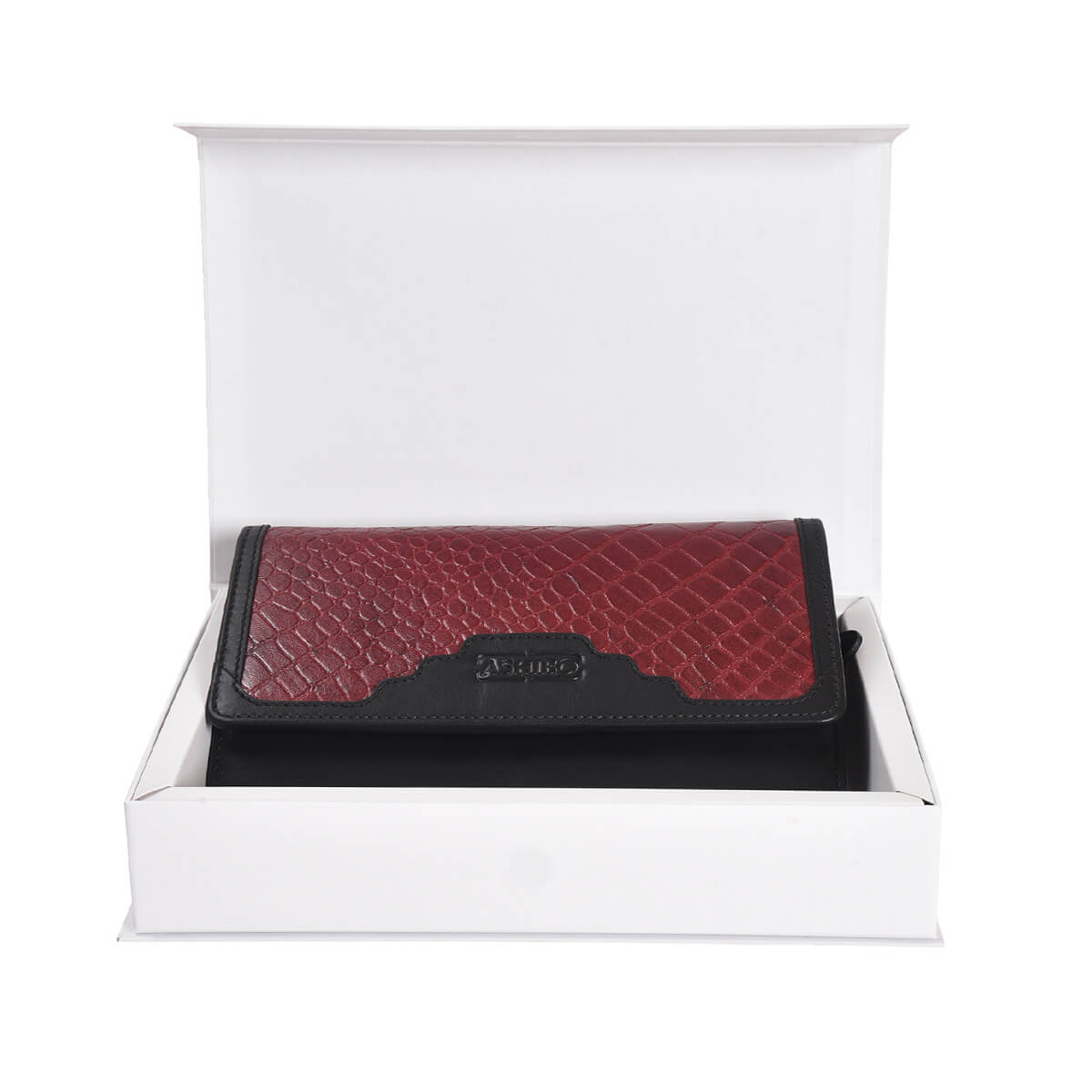 Croco Clutch Wallet Burgundy