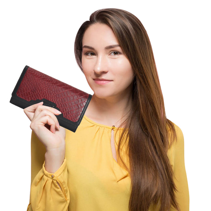 Croco Clutch Wallet Burgundy