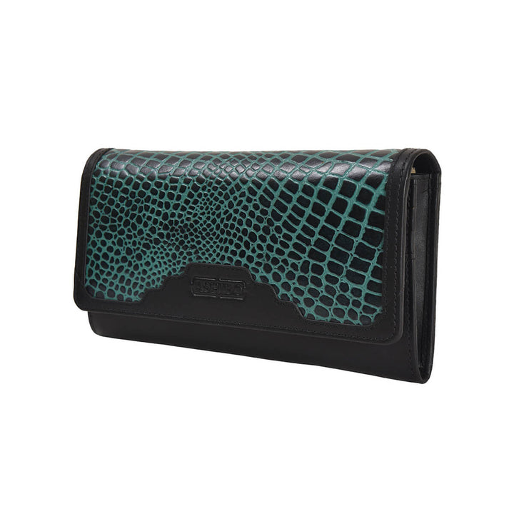 Croco Clutch Wallet Green